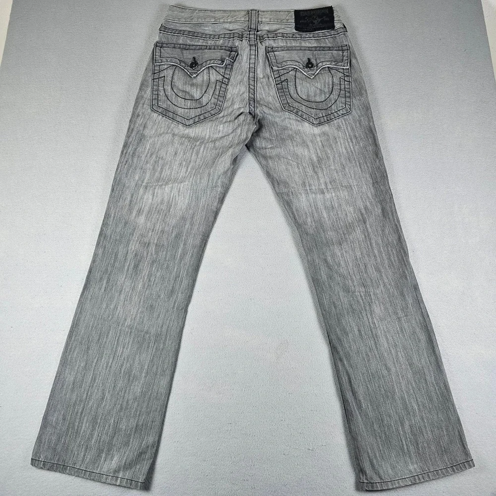 VTG True Religion Ricky Jeans Mens 33 Gray Flap Pockets Made in USA Black Patch